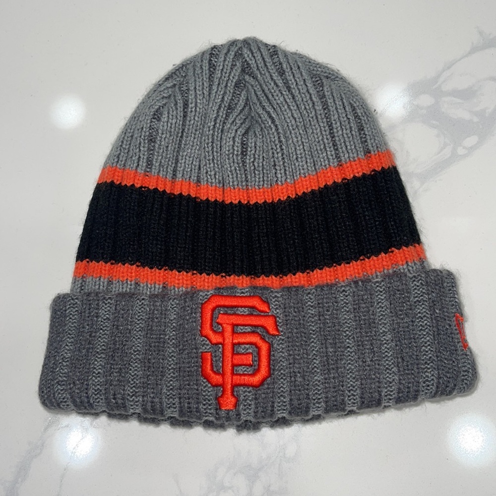 MLB SAN FRANSISCO GIANTS Beanie Cap Gray/Orange OS Pre-owned Xlnt Cond